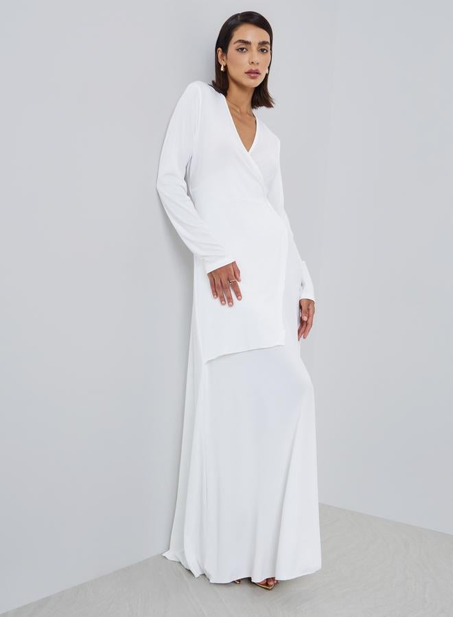 ستايلي فستان طويل بحافة واسعة وأكمام طويلة - Image 3